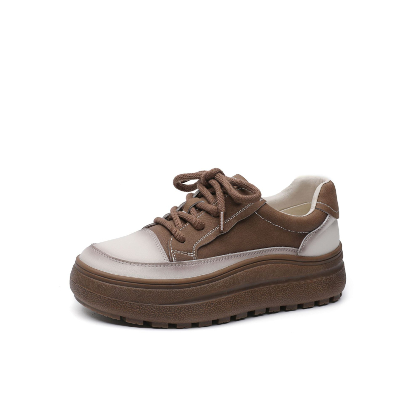 Ženske tenisice od teleće kože s debelim potplatom, vintage casual stil, prednje kopčanje, podstava od mikrovlakana, protuklizni gumeni đon