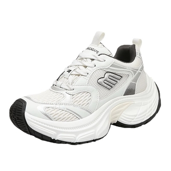 Pantofi de damă stil dad shoes cu platformă, partea superioară din plasă, vârf rotund, închidere cu șireturi, talpă PU