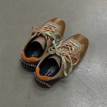 THE FENGLIYA Vintage Flat Shoes για γυναίκες, άνω μέρος από γνήσιο δέρμα, στρογγυλή μύτη, ύψος φτέρνας 3–5 εκ., κούμπωμα με κορδόνια