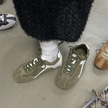 THE FENGLIYA Vintage Flat Shoes για γυναίκες, άνω μέρος από γνήσιο δέρμα, στρογγυλή μύτη, ύψος φτέρνας 3–5 εκ., κούμπωμα με κορδόνια