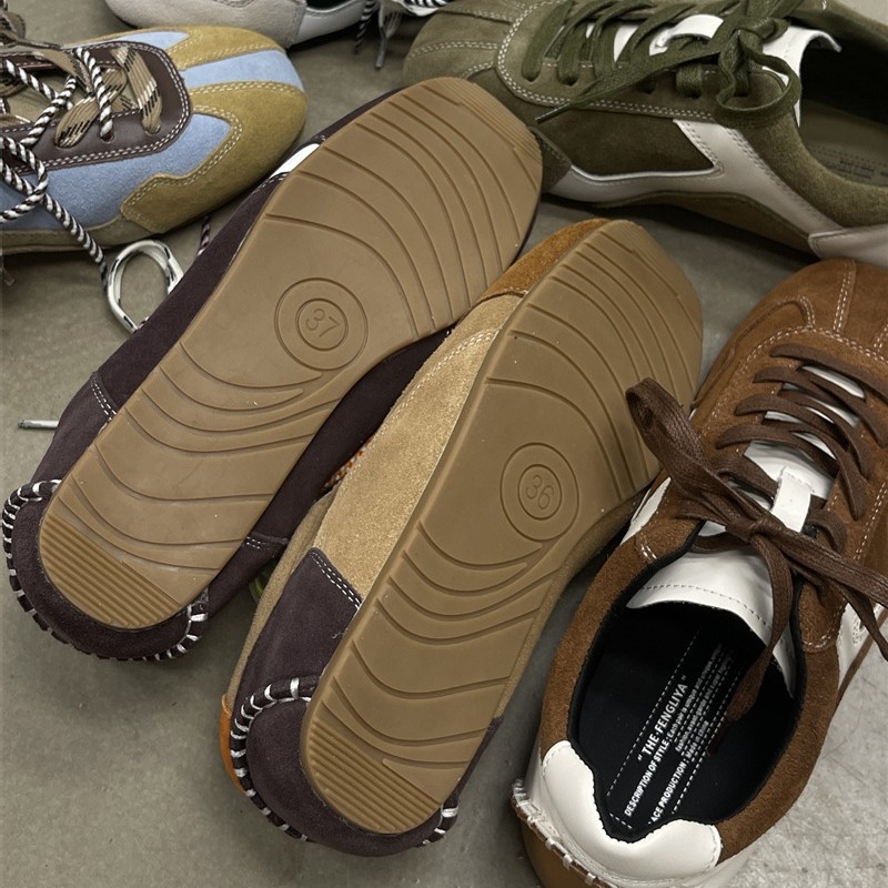 THE FENGLIYA Vintage Flat Shoes για γυναίκες, άνω μέρος από γνήσιο δέρμα, στρογγυλή μύτη, ύψος φτέρνας 3–5 εκ., κούμπωμα με κορδόνια