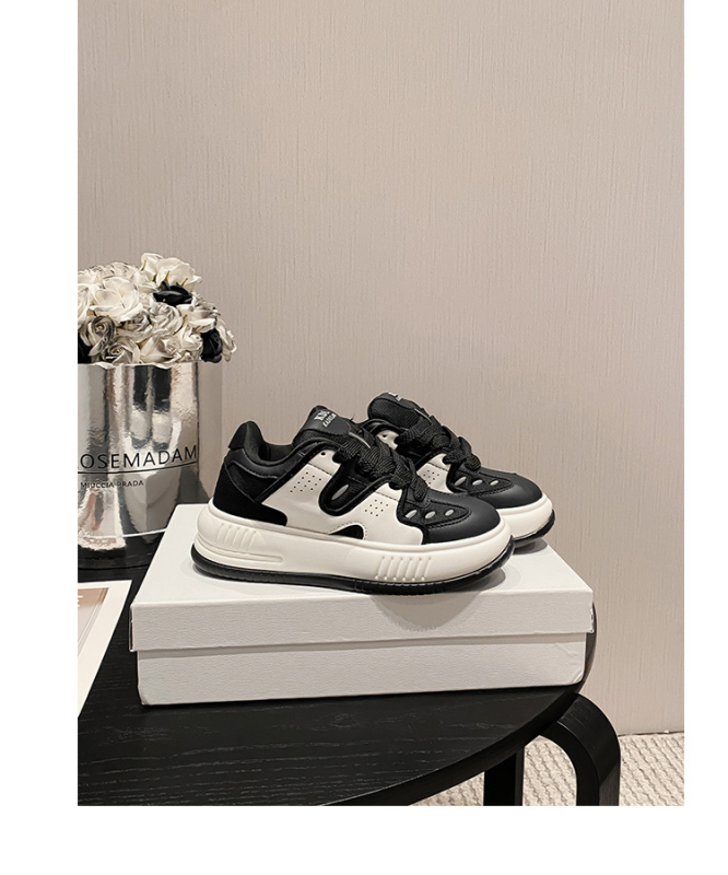 Unisex casual tenisice s vintage debelim potplatom, color-block uzorak, gornji dio od sintetičke kože, niski vrh, vezanje (Peta: EVA; Uložak: Tekstil)