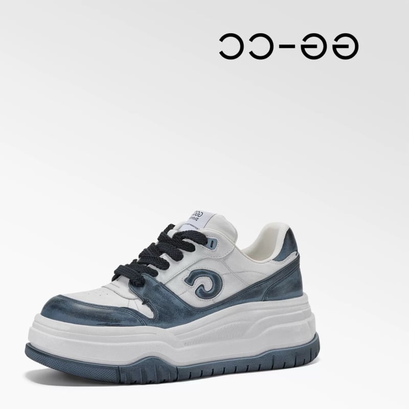 Sieviešu ādas sporta apavi ar biezu zoli, priekšējā šņorēšana, elpojoši, literāro retro stilu