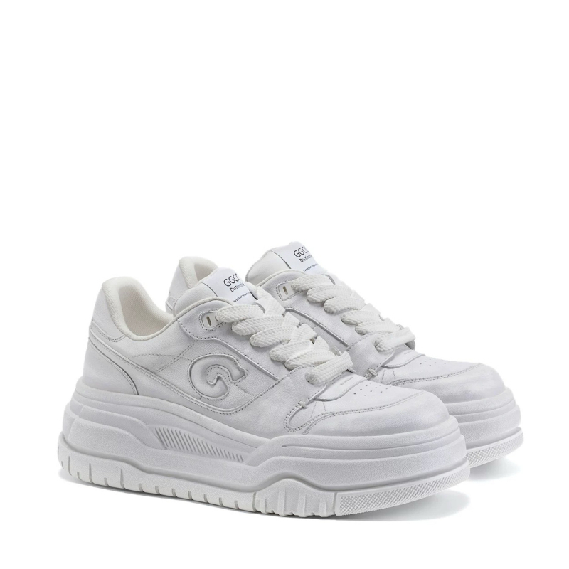 Sieviešu ādas sporta apavi ar biezu zoli, priekšējā šņorēšana, elpojoši, literāro retro stilu