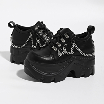 Ženske tenisice Dad Shoes u punk stilu s platformom, PU gornji dio, gumena potplat, okrugli vrh, kopčanje sprijeda, klinasti potplat