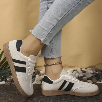 Ženske casual sportske tenisice s PU gornjim dijelom, visokim krojem, gumom potplatom, prednje vezanje, visina peta 3–5 cm