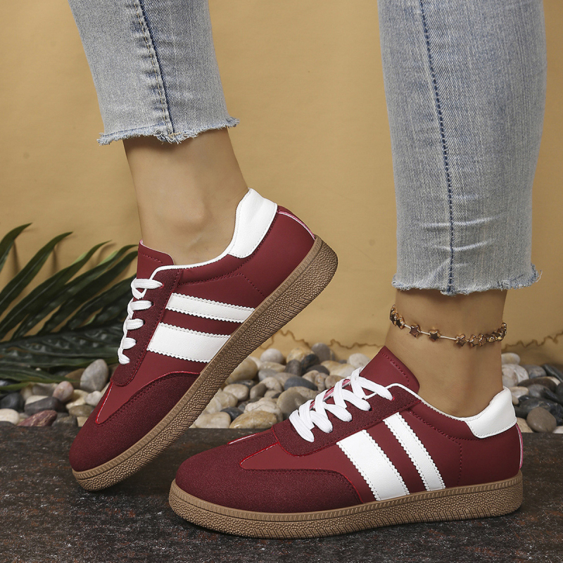 Ženske casual sportske tenisice s PU gornjim dijelom, visokim krojem, gumom potplatom, prednje vezanje, visina peta 3–5 cm