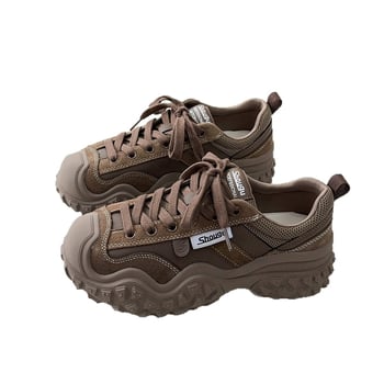 Ženske tenisice tipa Dad Shoes: gornji dio od kože i tkanine, gumeni đon, visok gornji dio, prozračni latex ulošak, cipele za jesen/zimu za outdoor