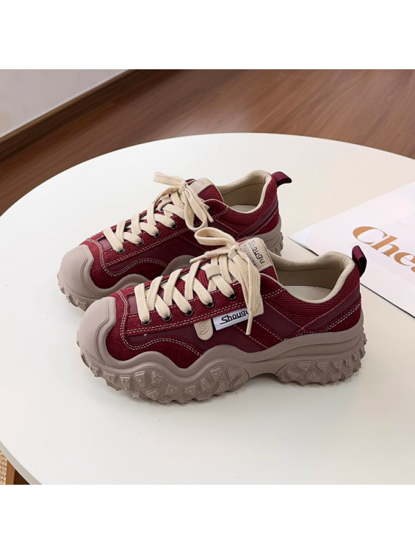 Ženske tenisice tipa Dad Shoes: gornji dio od kože i tkanine, gumeni đon, visok gornji dio, prozračni latex ulošak, cipele za jesen/zimu za outdoor