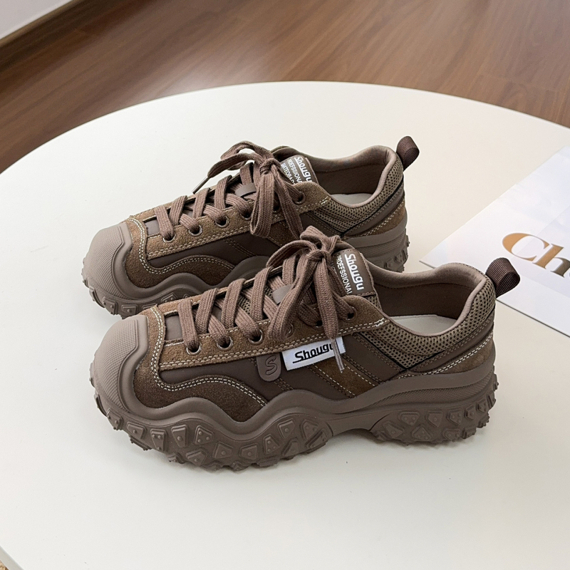 Ženske tenisice tipa Dad Shoes: gornji dio od kože i tkanine, gumeni đon, visok gornji dio, prozračni latex ulošak, cipele za jesen/zimu za outdoor