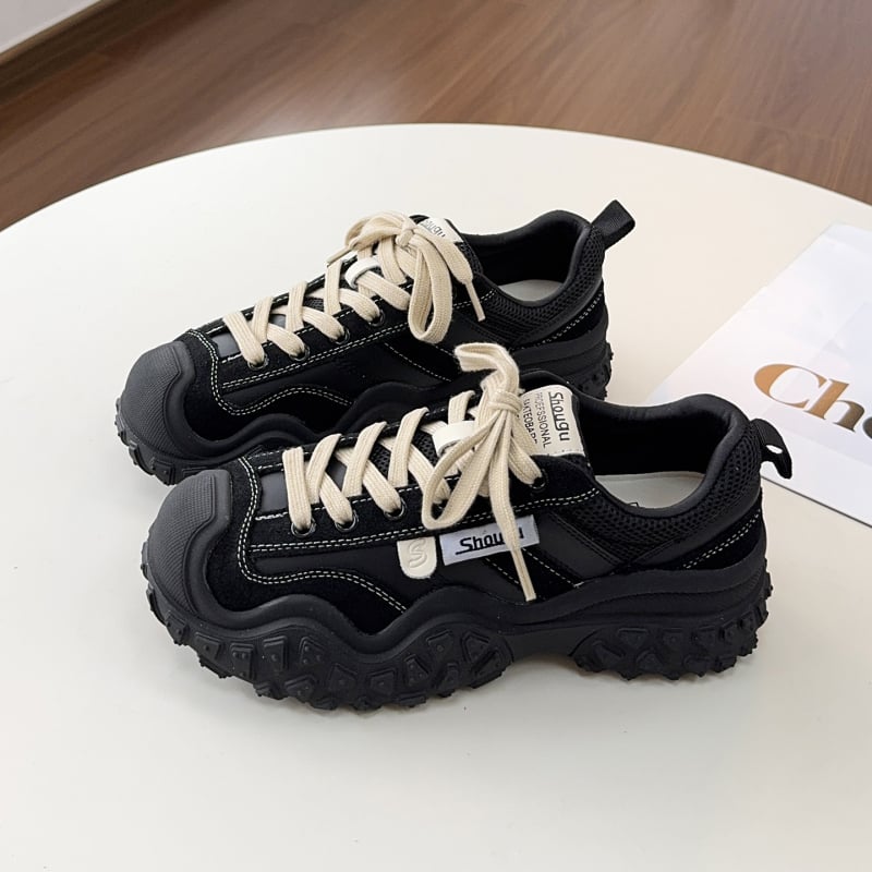 Ženske tenisice tipa Dad Shoes: gornji dio od kože i tkanine, gumeni đon, visok gornji dio, prozračni latex ulošak, cipele za jesen/zimu za outdoor