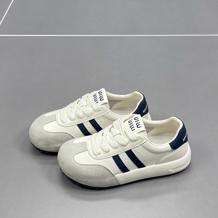 Dexun ženske casual sportske tenisice s vezanjem, lagane, retro stil, gumenom sole, PU ulošak, visina pete 3–5 cm