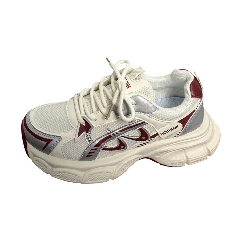 Ženske chunky tenisice s debelim potplatom, gornji dio od mikrovlaknaste kože, prugasti uzorak, klinički potplat 4,5 cm, vezanje