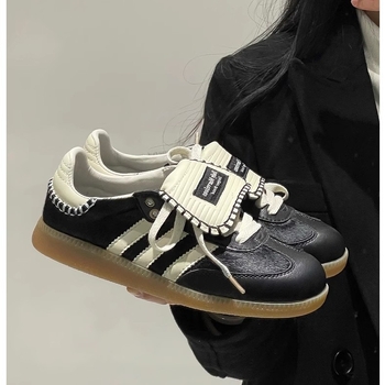 Ženske tenisice za trening s leopard printom od konjskih dlaka, retro Samba dizajn s tri crte, prednje vezanje, gornji dio od super fiber, gumeni potplat