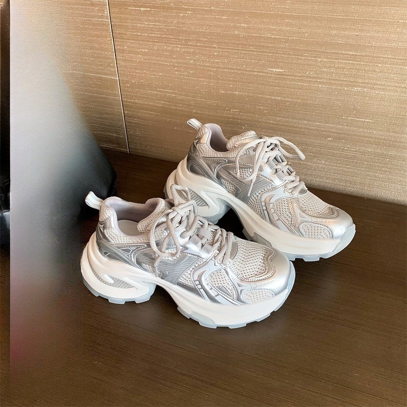 Ženske platform tenisice, Dad Shoes stil — Gornji materijal: Super fiber; Visina pete: 6–8 cm; Oblik prsta: okrugli; Zatvaranje: vezanje; Potplat: guma