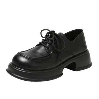 Mokasice s vezicama | Britanski stil, gornji dio od split leather, gumena potplata, debeli pet 3–5 cm