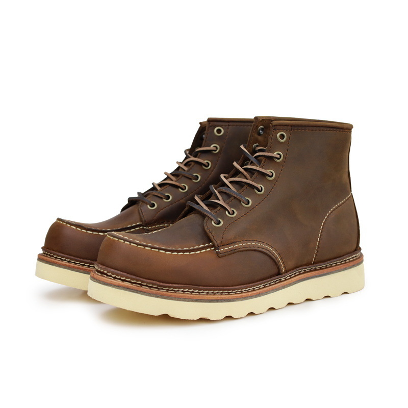 Unisex Martin čizme od kože prvog sloja s Goodyear ševom, prozračne, protuklizne, apsorpcija udara, unutarnja podstava od prirodne kože, srednja visina čizme, klinasti 3–5 cm potpetica, retro stil, jesen