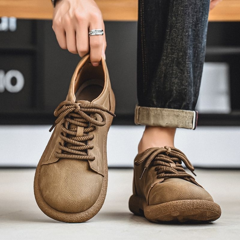 Мъжки обувки за шофиране, корейски стил лоуфърс, PU горнище, гума подметка, EVA стелка, дебела подметка