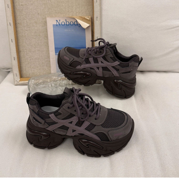 Sieviešu sneakers ar biezu zoli augstumam, elpojošs tīkla augšējais slānis, gumijas zole (Rudens 2025)