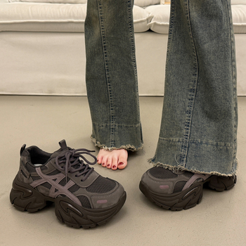 Sieviešu sneakers ar biezu zoli augstumam, elpojošs tīkla augšējais slānis, gumijas zole (Rudens 2025)