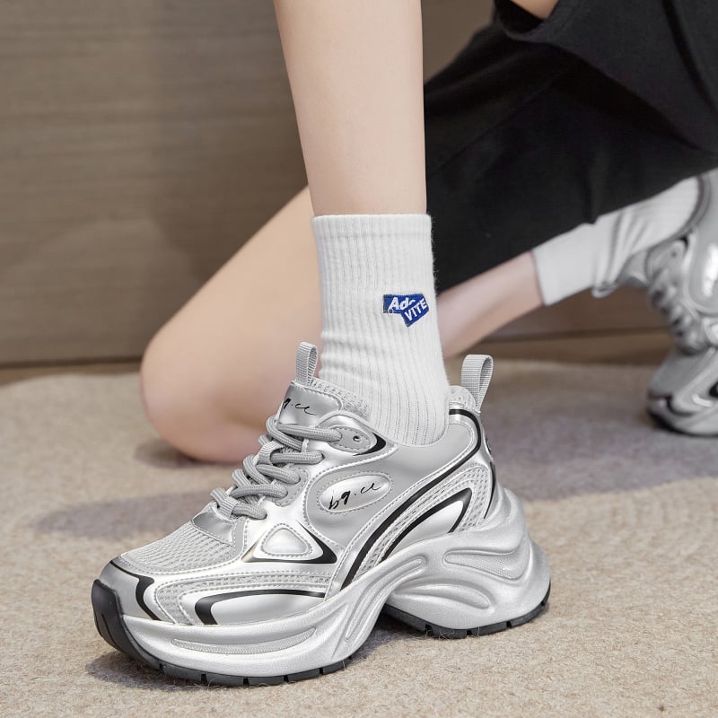Ženske tenisice Dad Shoes - gornji dio Microfiber Mesh, Front Tether zatvaranje, peta 6–8 cm, PU uložak, TPU potplat