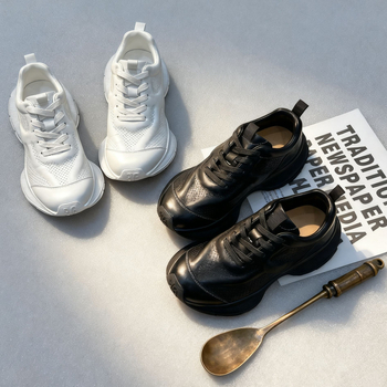 Unisex dad shoes s gornjim dijelom od prave kože, gumom potplatom, vezanje šniranama, prozračan, podstava od ovčje kože