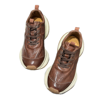 Unisex dad shoes s gornjim dijelom od prave kože, gumom potplatom, vezanje šniranama, prozračan, podstava od ovčje kože