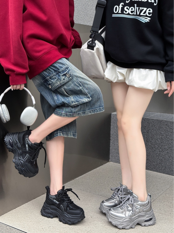 Ženske dad shoes tenisice s debelim potplatom, prozračne, 8 cm+ visina peta; gornji materijal: koža + umjetna koža + tekstil; PU uložak; otporan gumeni đon