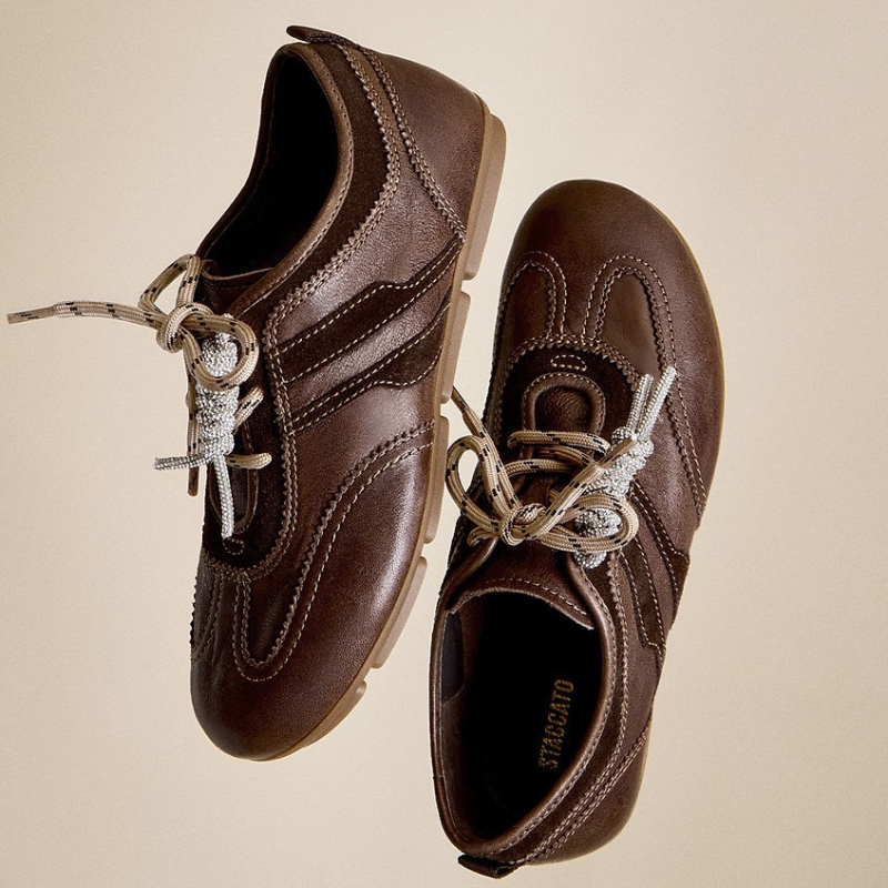 Női Forrest Gump-stílusú bőrfelsőjű alacsony tornacipő, fűzős, latex talpbetét, gumitalp, lélegző és könnyű, 2025 őszén megjelenés