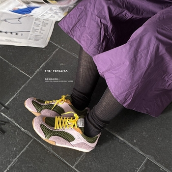 Pantofi feminini din piele naturală, cu șireturi, vârf rotund, stil retro coreean, talpă din cauciuc