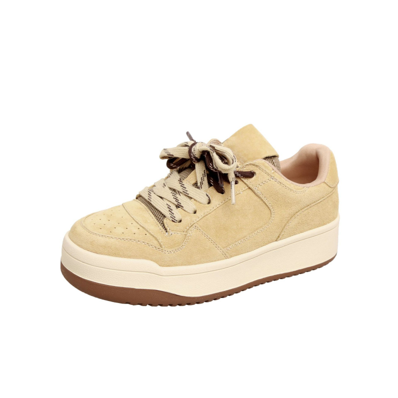 Ženske kožne tenisice s debelim potplatom za povećanje visine, retro sporto-casual stil, vezanje, gumeni potplat