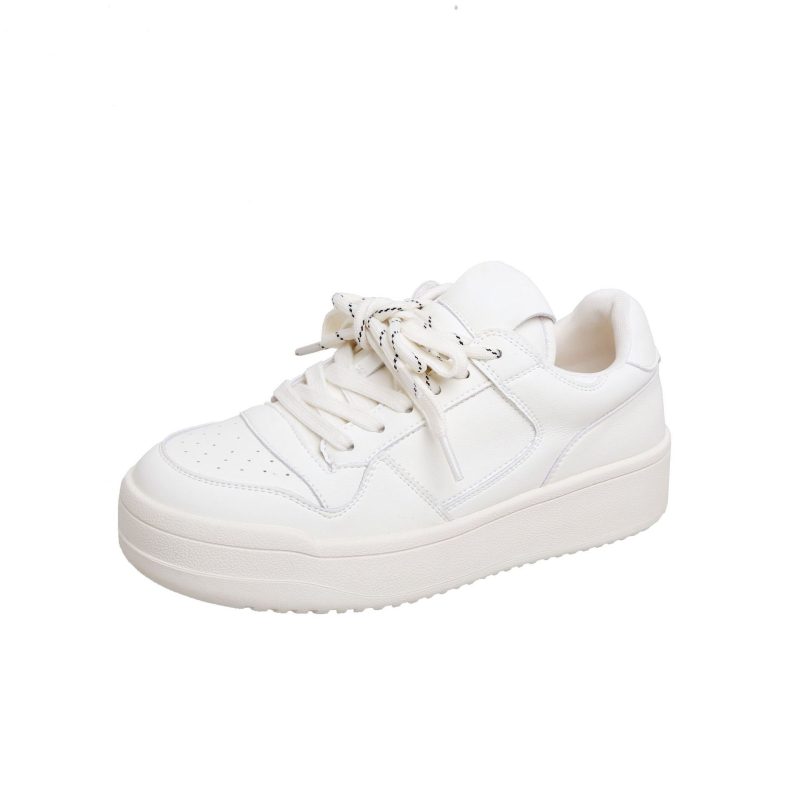 Ženske kožne tenisice s debelim potplatom za povećanje visine, retro sporto-casual stil, vezanje, gumeni potplat