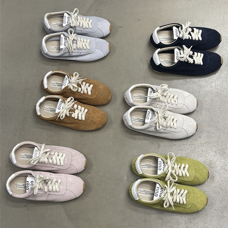 THE·FENGLIYA NŐI SPORT-CASUAL CIPŐ TERMÉSZETES BŐRBŐL, KÖNNYŰ, TALP MARHA INAS ANYAGÚ, KEREK O R R, 3-5 CM SARKÚ, ELŐRE FŰZÉS