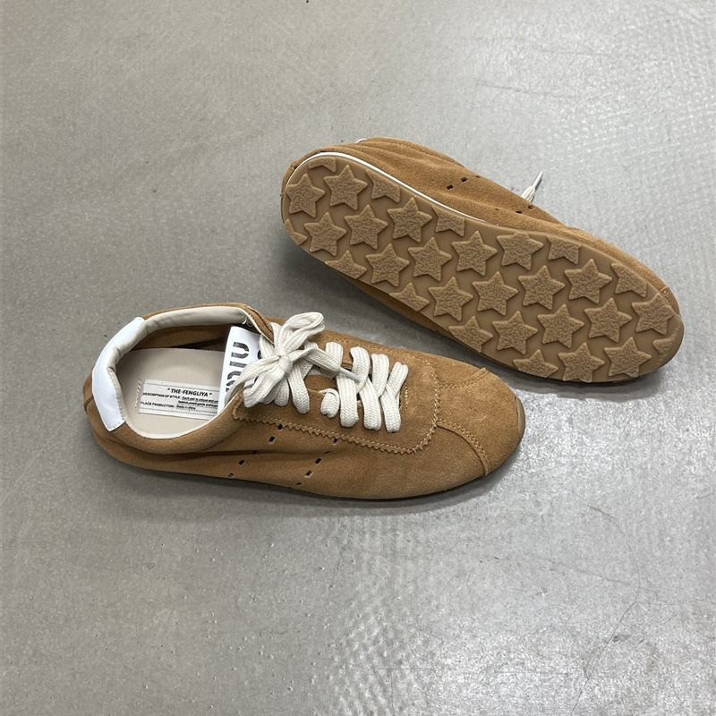 THE·FENGLIYA NŐI SPORT-CASUAL CIPŐ TERMÉSZETES BŐRBŐL, KÖNNYŰ, TALP MARHA INAS ANYAGÚ, KEREK O R R, 3-5 CM SARKÚ, ELŐRE FŰZÉS