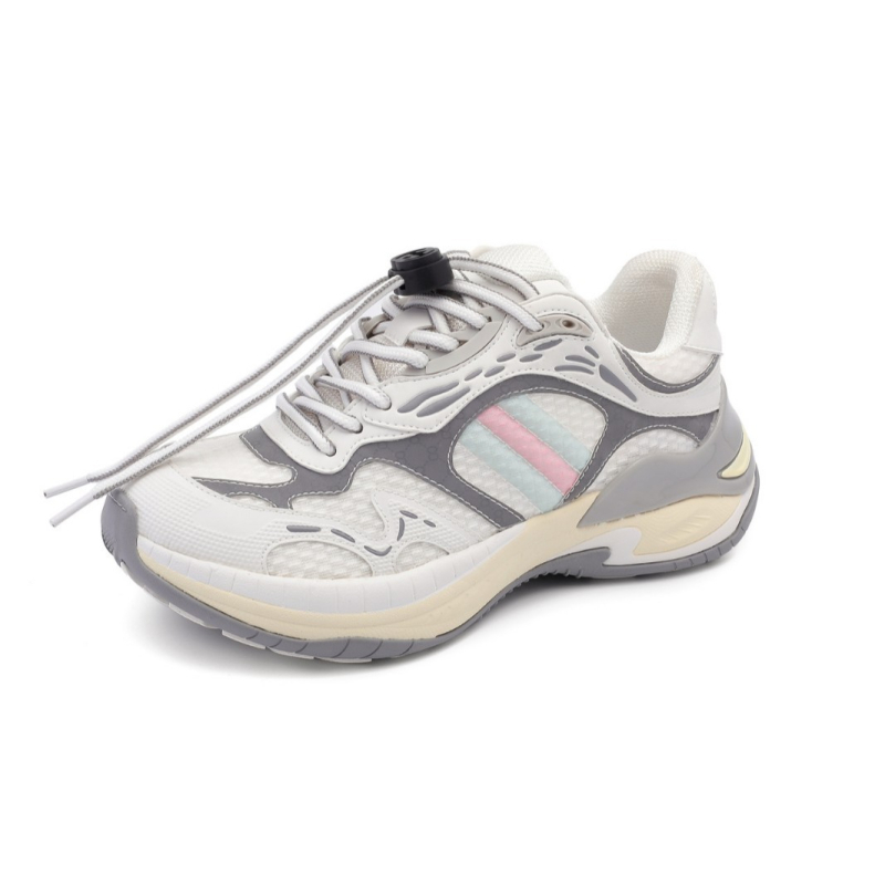 Sportos mindennapi cipő szellőző hálós felsőrésszel, slip-on kivitel, kerek orr, 3–5 cm sarokmagasság, PU talp