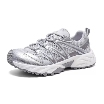 Ženske tenisice s vezicama, 5 cm povećanje visine, prirodna koža + mreža, prozračne, debela gumena potplat, tehnologija zračnog jastuka