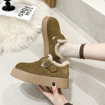 Ženske Boken loaferice od prave kože, fleece podstava, zaobljena nosnica, 6–8 cm visok potpetica, PU potplat