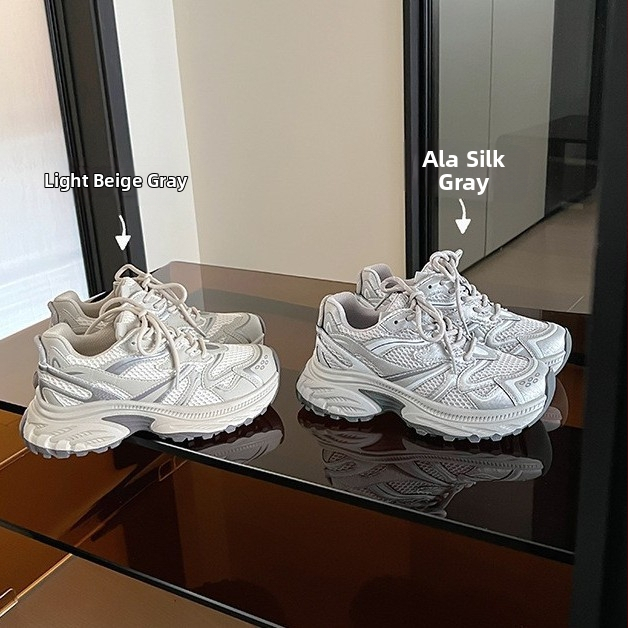 TOUTOU Dad Shoes — Gornjište od mreže, klinastom petom 6–8 cm, kopčanje na vezanje, uložak od prozračne mreže koji upija znoj