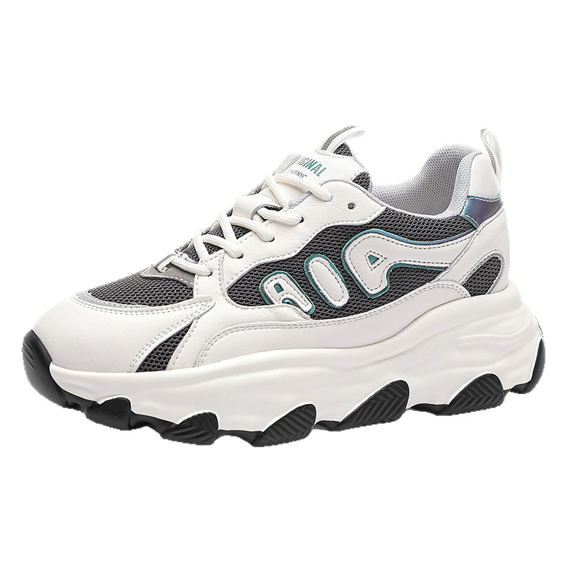 Спортно-ежедневни дамски обувки с дишащ горен слой TPU + изкуствена кожа + плат, кръгъл нос, каучукова подметка, PU стелка, връзки