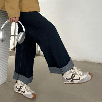 Sievietes ikdienas sporta apavi ar iekšējo augstuma palielinājumu, augšdaļa no īstas ādas, šņorēšana, anti-slip gumijas zole