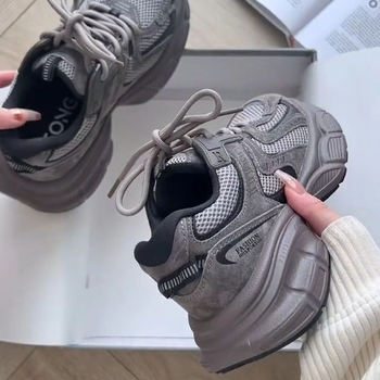 Ženske casual tenisice tip dad shoes s mrežastim gornjim dijelom, okrugli vrh, platforma, gumeni potplat, vezanje