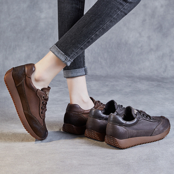 Női Argan bőrcipő, kézzel készített, kerek orrú, előről fűzős, középmagas sarka 3–5 cm