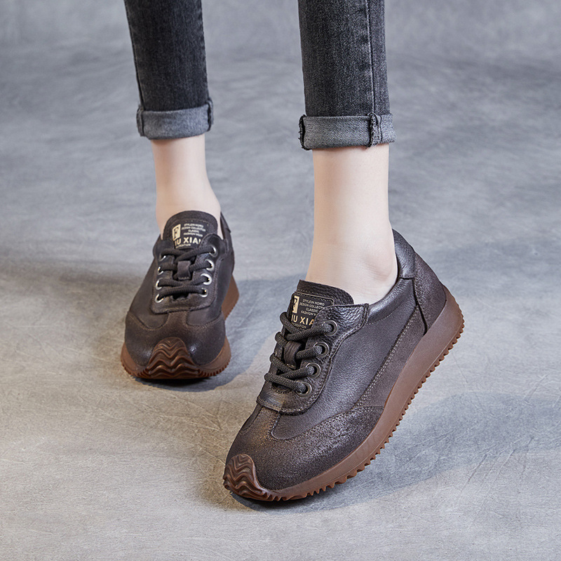 Női Argan bőrcipő, kézzel készített, kerek orrú, előről fűzős, középmagas sarka 3–5 cm