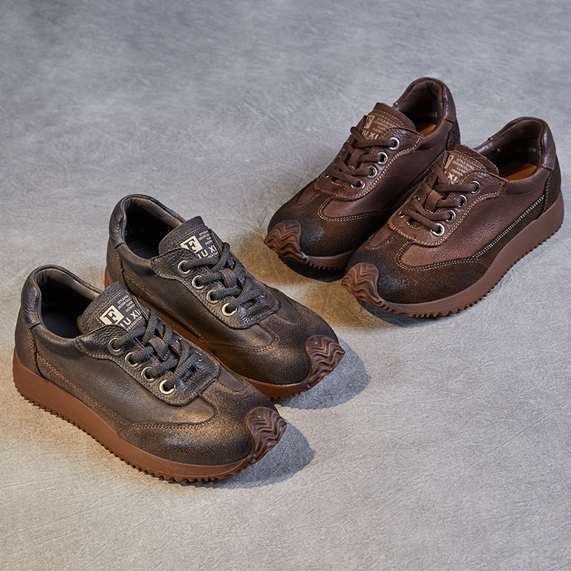 Női Argan bőrcipő, kézzel készített, kerek orrú, előről fűzős, középmagas sarka 3–5 cm