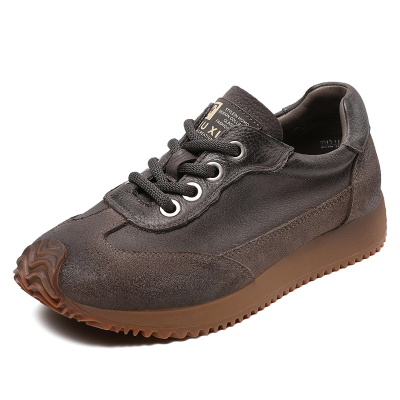 Női Argan bőrcipő, kézzel készített, kerek orrú, előről fűzős, középmagas sarka 3–5 cm