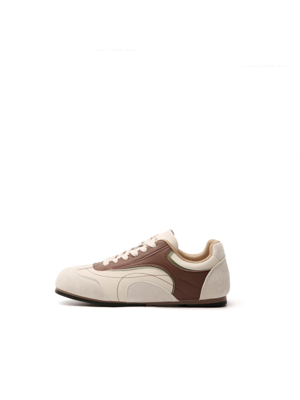 Ženske streetwear tenisice s nubuk gornjim dijelom, okrugli vrh, niski potplat 1-3 cm, kopčanje sprijeda šniranjem