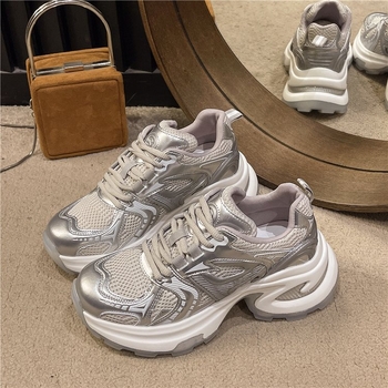 Pantofi sport casual pentru femei, partea superioară din piele naturală dublă + piele artificială, toc mediu 3–5 cm, talpă din cauciuc, branț PU, respirabili