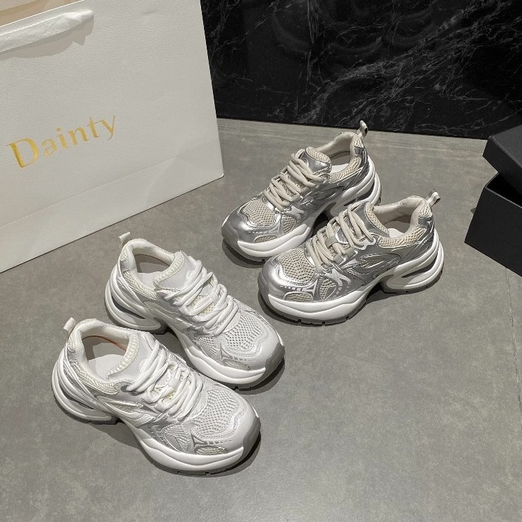 Pantofi sport casual pentru femei, partea superioară din piele naturală dublă + piele artificială, toc mediu 3–5 cm, talpă din cauciuc, branț PU, respirabili