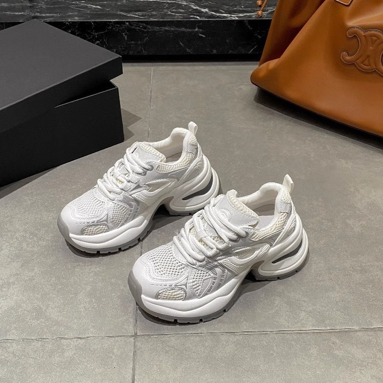 Pantofi sport casual pentru femei, partea superioară din piele naturală dublă + piele artificială, toc mediu 3–5 cm, talpă din cauciuc, branț PU, respirabili