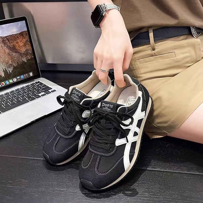 Tenisice u stilu njemačkog vojničkog trenera, PU gornji dio, vezanje, gumeni potplat